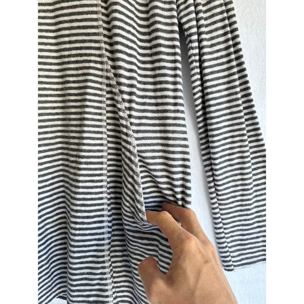 Cut Loose Womens Medium Striped Linen Blend Tunic Top Grey White Made in USA - Picture 3 of 5